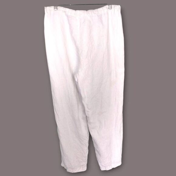 Orvis Womens Pants Sz M White Linen Lining High‎ Rise Drawstring Elastic Coastal - Picture 2 of 10